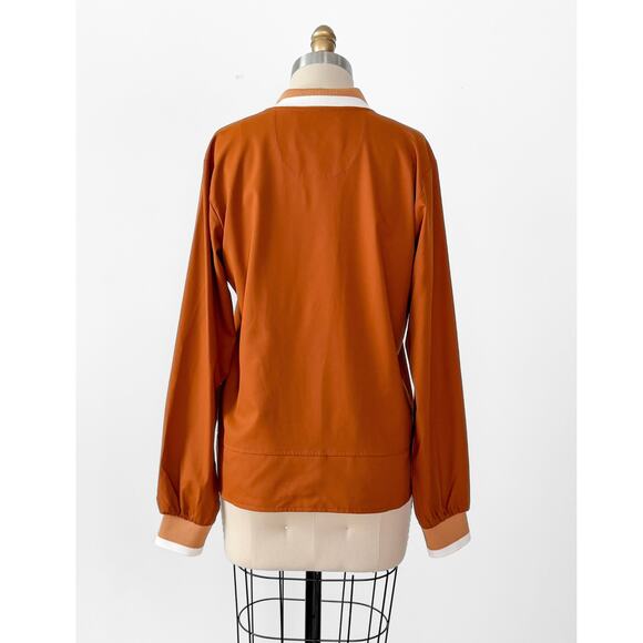 A. Putnam Long Sleeve Polo Golf Shirt in Terra Orange Brown Stripe Trim M - Picture 11 of 14